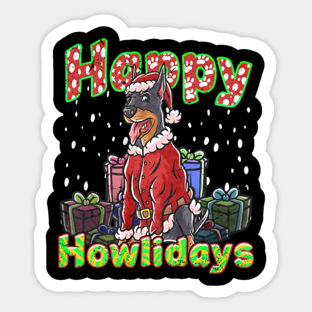 Doberman Santa Claus Hat Merry Christmas Dog Sticker by yangho